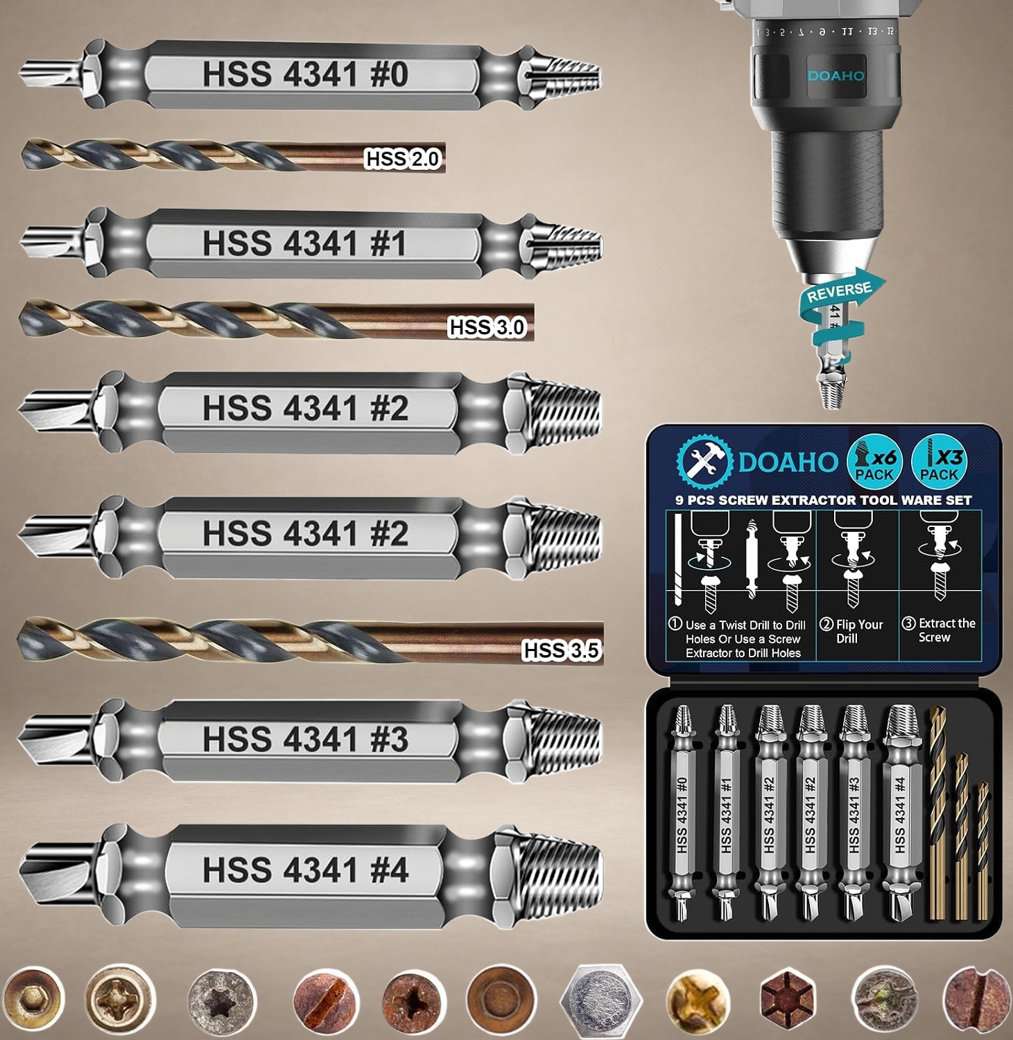 Damaged Screw Extractor Set