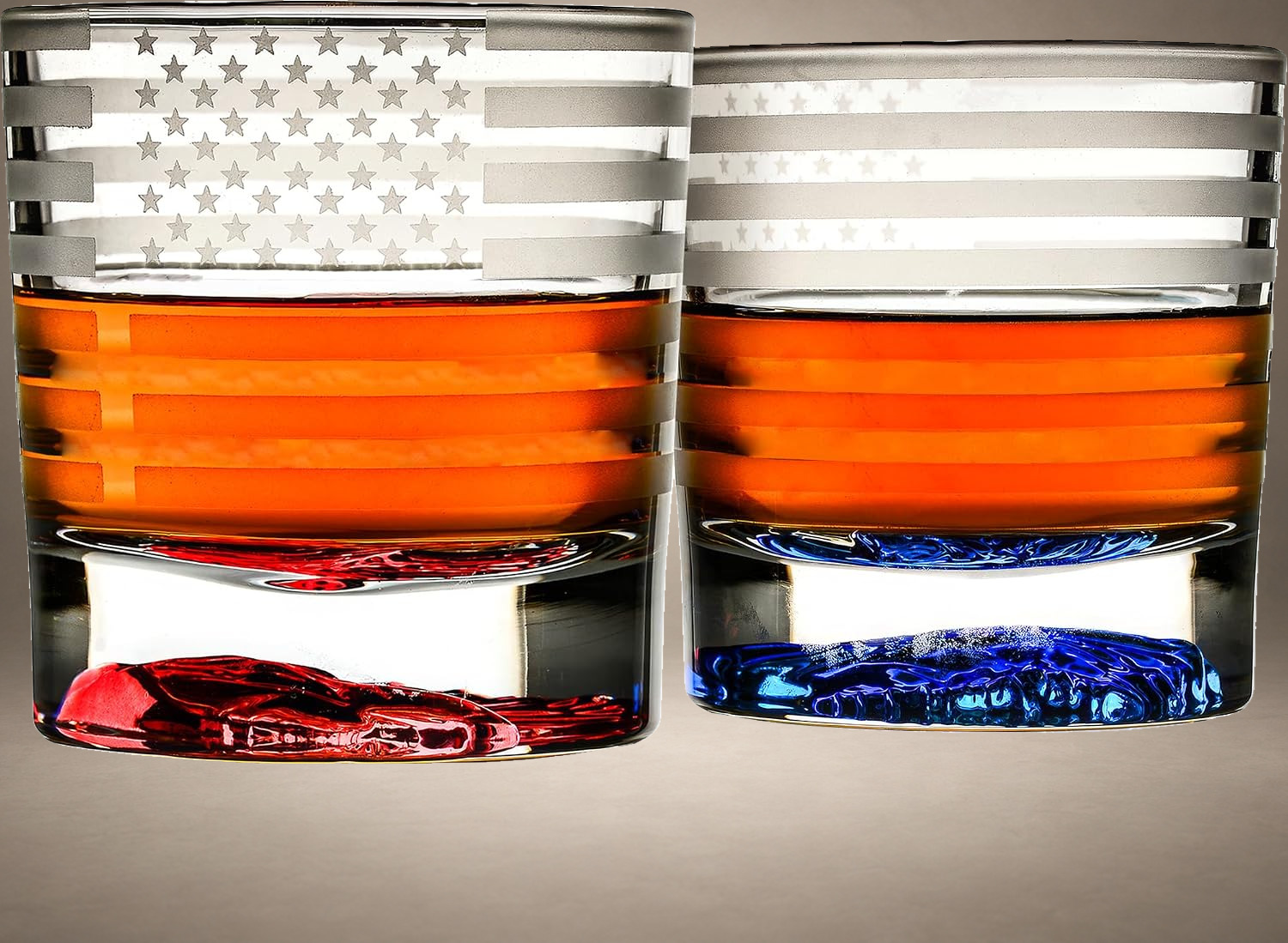 Greenline Goods American Flag Whiskey Glasses (Set of 2)