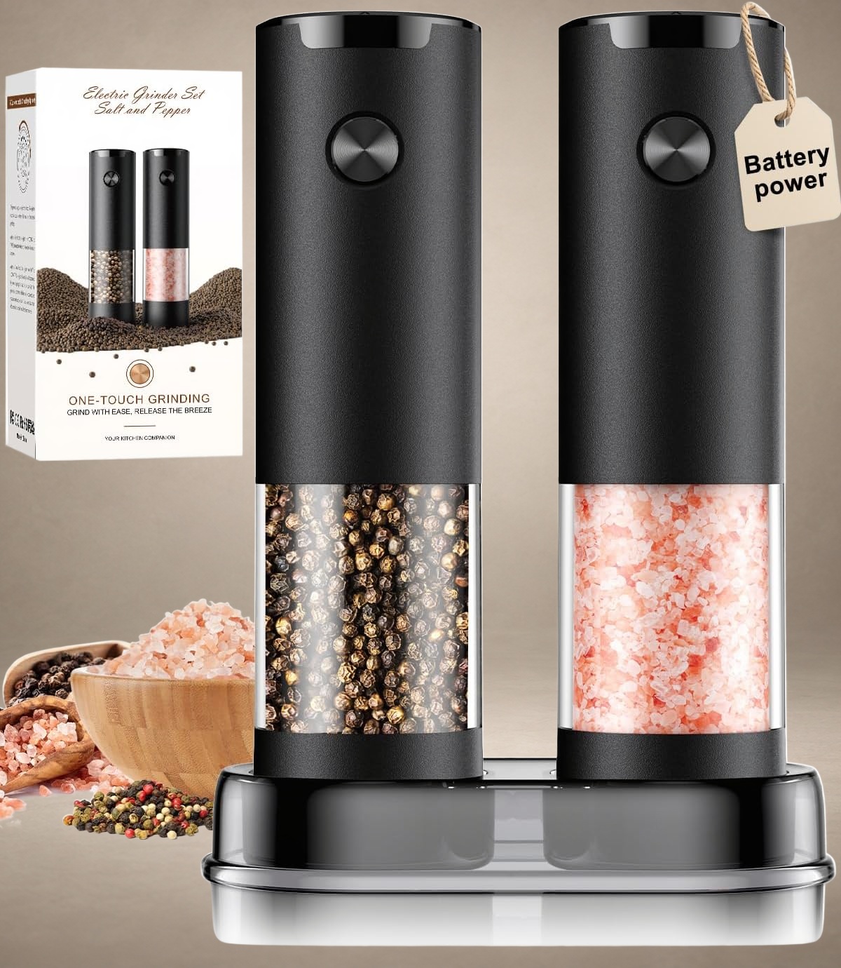 Electric Salt & Pepper Grinder Set